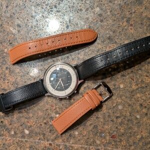 Black and Tan Leather Watch Strap Set
